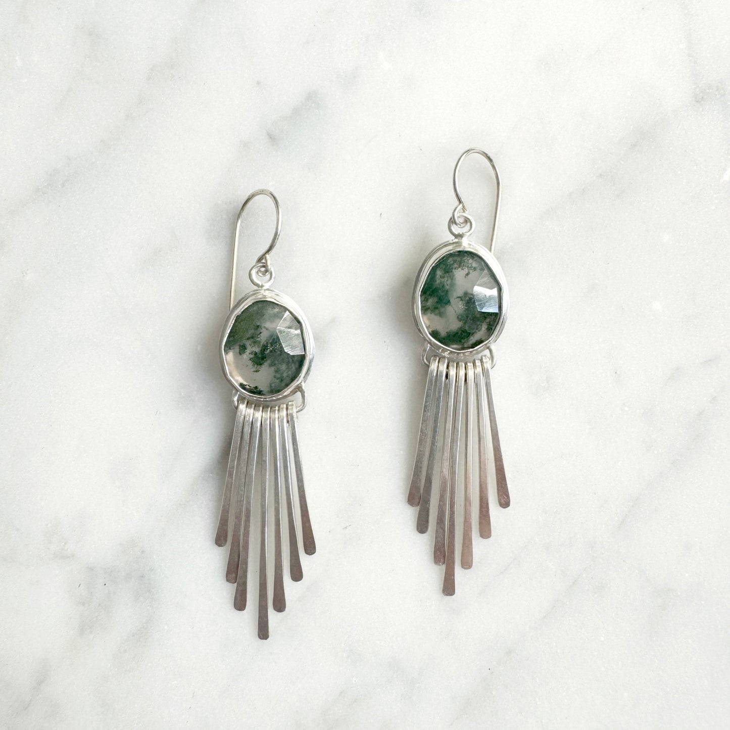Moss Agate Fringe Earrings