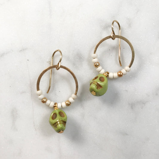 Lime Green skull earrings