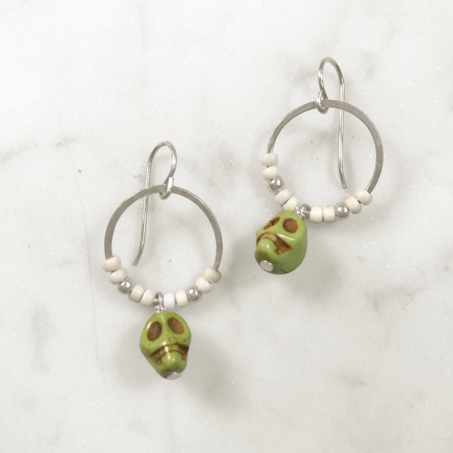 Lime Green skull earrings