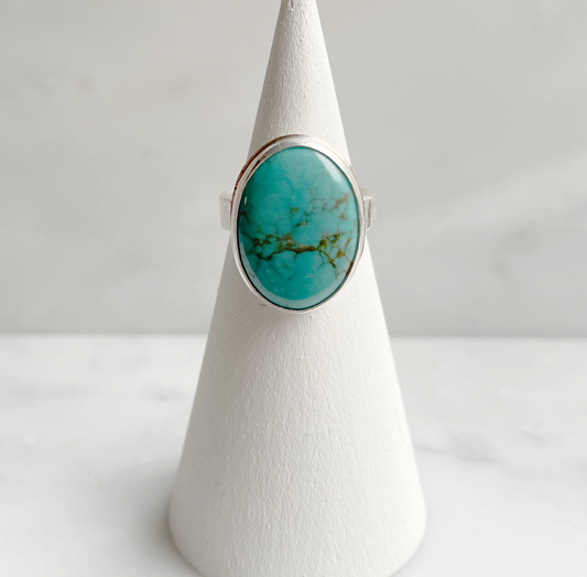 Turquoise Oval Statement Ring Size 7