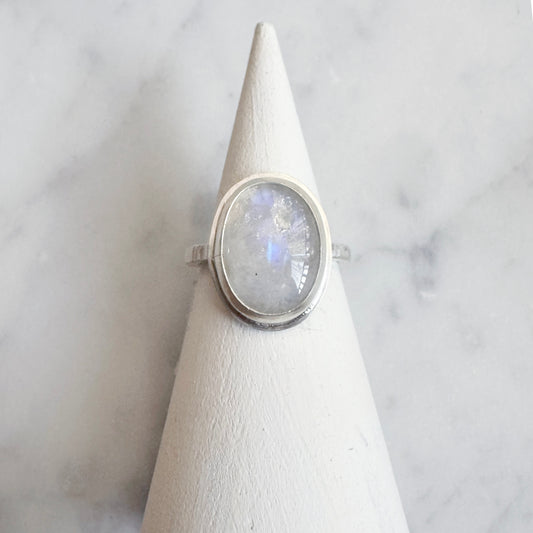 Oval Opaque Moonstone Ring Size 8.5