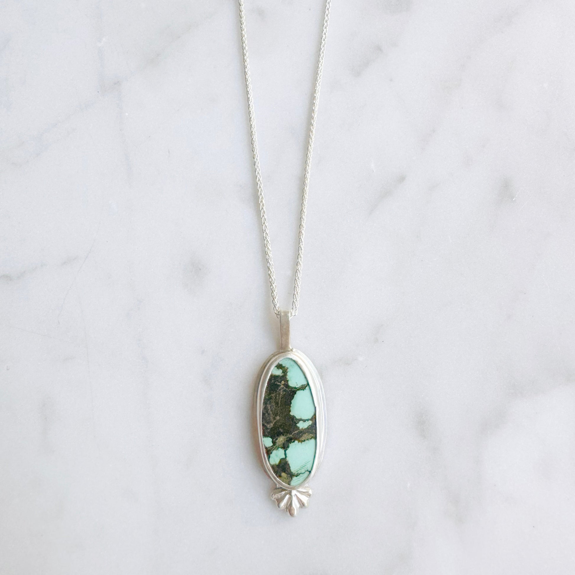 Long Oval Turquoise Embellishment Necklace
