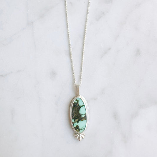 Long Oval Turquoise Embellishment Necklace