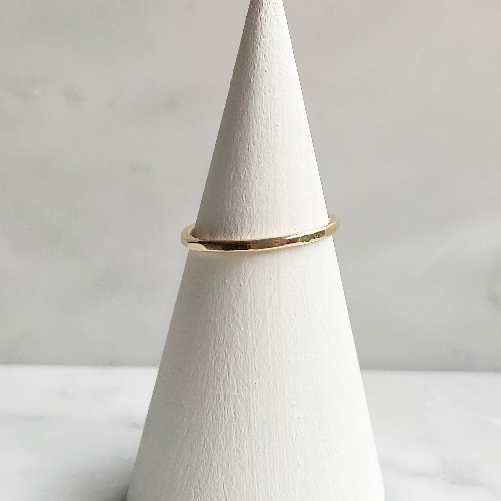 Petite faceted hammered band in 14k gold fill