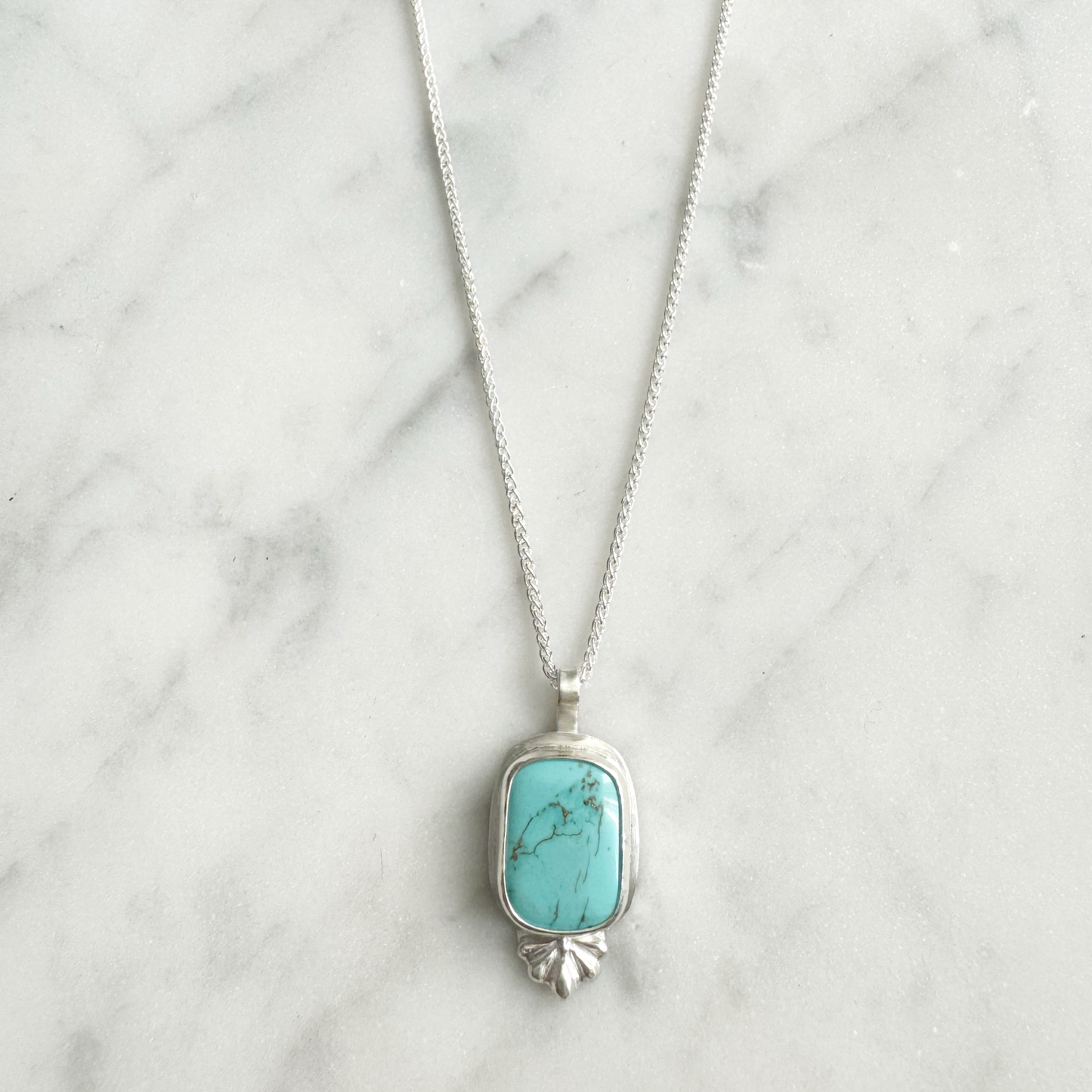 Square Turquoise Embellishment Necklace