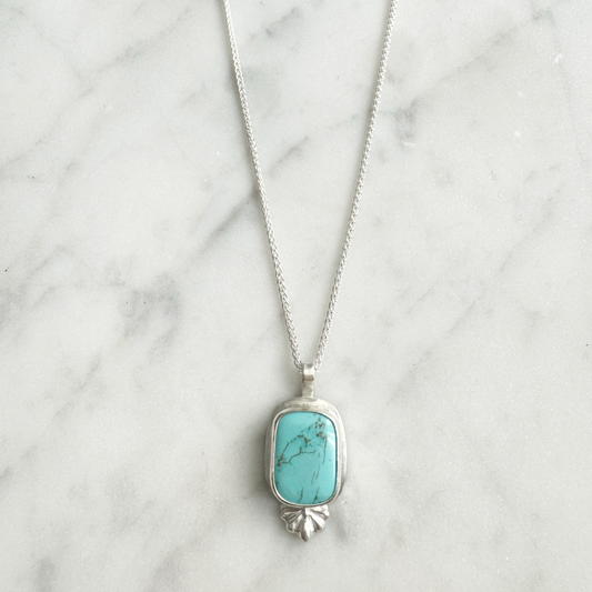 Square Turquoise Embellishment Necklace