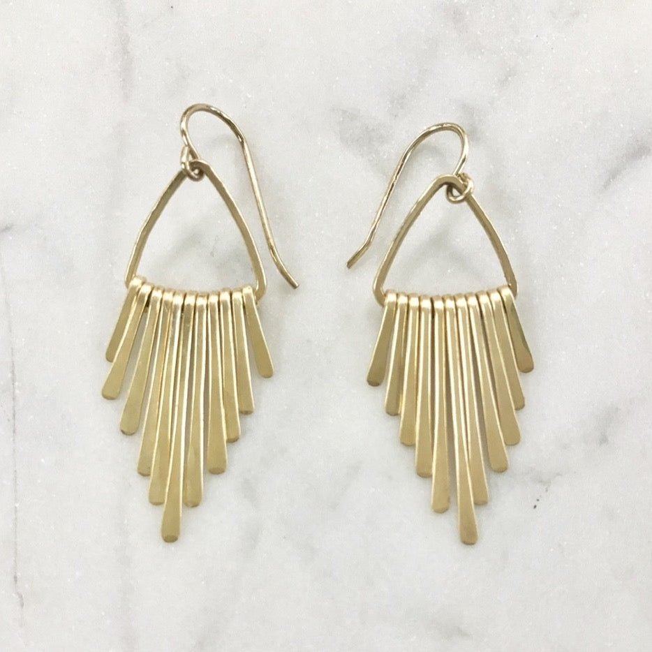 Petite Triangle Radiant Rays Earrings in Gold Fill