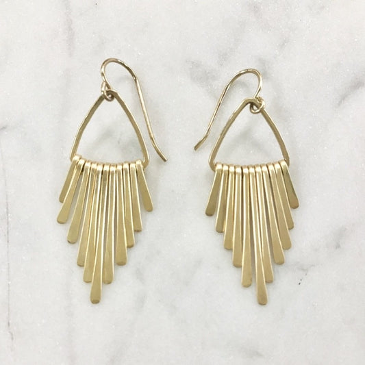 Petite Triangle Radiant Rays Earrings in Gold Fill